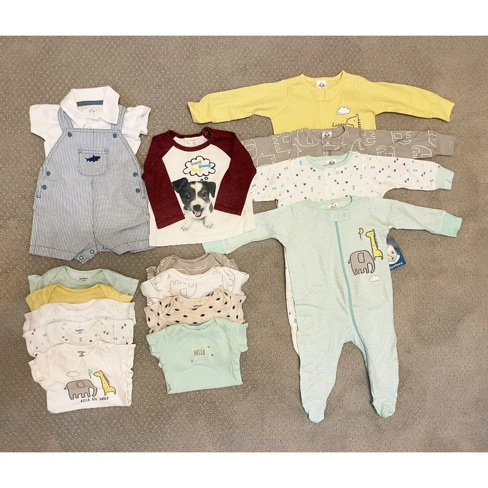 15 piece Baby Boy Bundle Sizes Newborn, 0 to 3 months